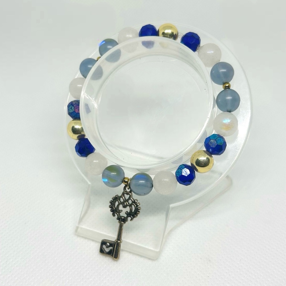 Handmade Gemstone Key Charm Bracelet